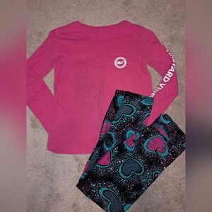 Girls pink Vineyard Vines long sleeve casual shirt & unbranded pants sz. 10/12